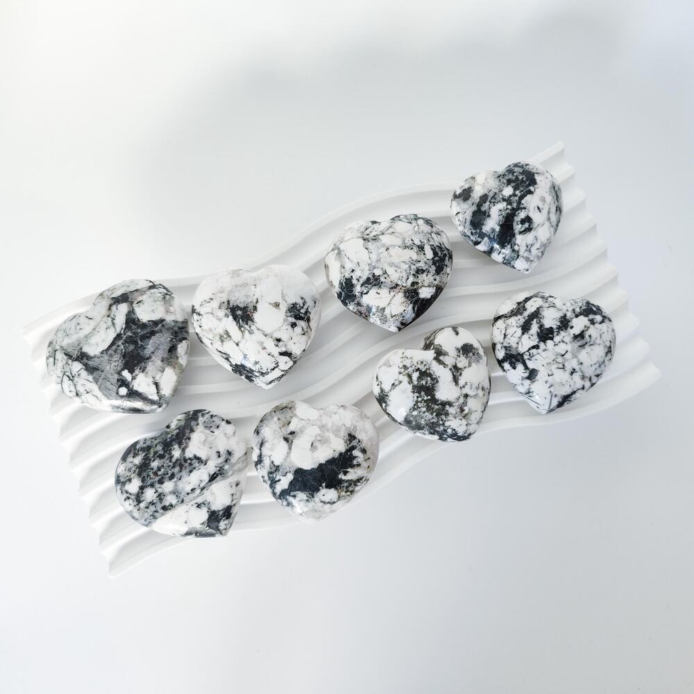 Black Tourmaline in Quartz Heart Crystal Carving